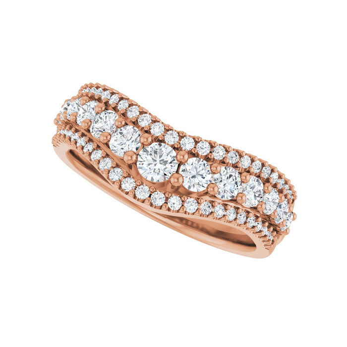 14K Rose Gold 1 CTW Lab-Grown Diamond Accented Contour Band