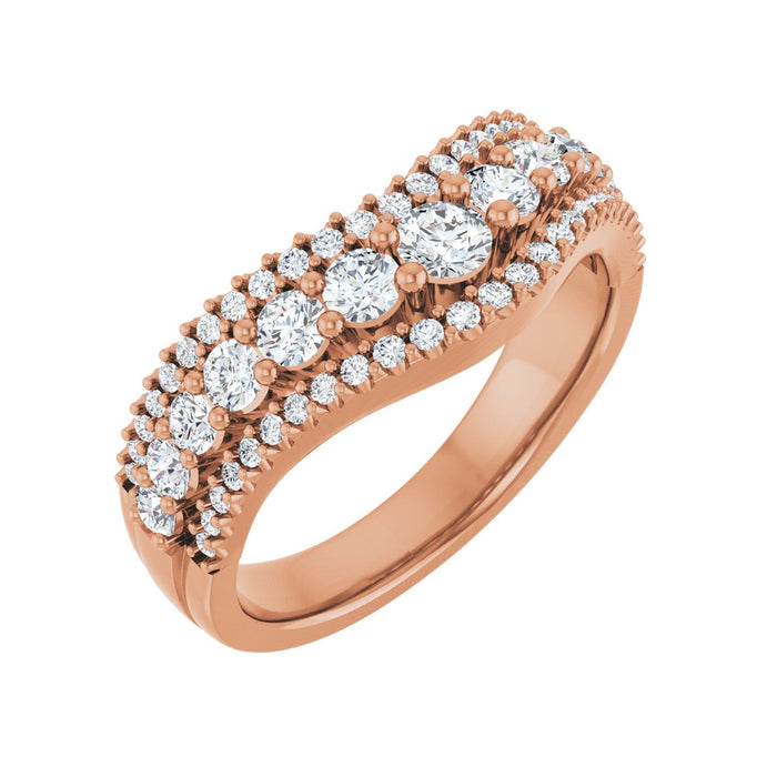 14K Rose Gold 1 CTW Lab-Grown Diamond Accented Contour Band