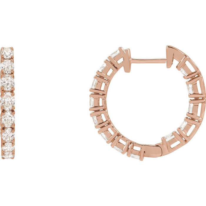 14K Rose Gold 2 5/8 CTW Lab-Grown Diamond Inside-Outside 20.6 mm Hoop Earrings