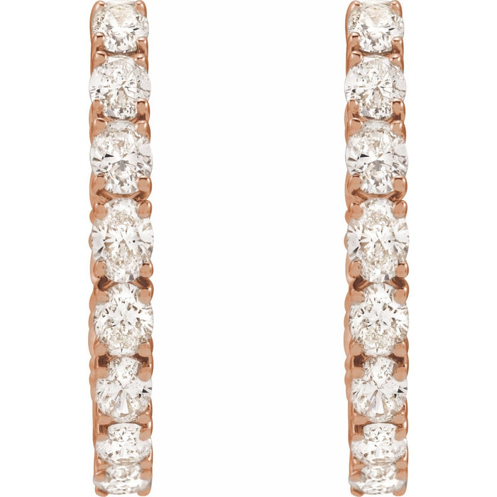 14K Rose Gold 2 5/8 CTW Lab-Grown Diamond Inside-Outside 20.6 mm Hoop Earrings