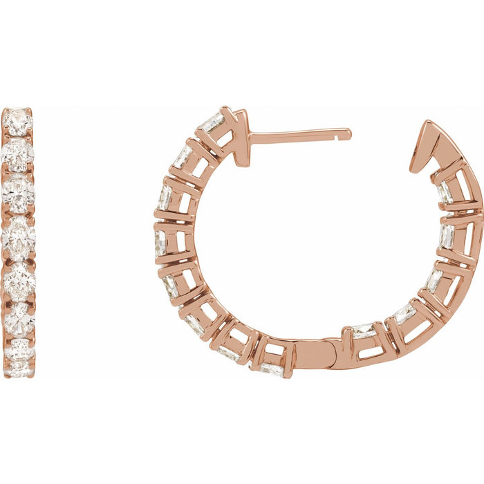 14K Rose Gold 2 5/8 CTW Lab-Grown Diamond Inside-Outside 20.6 mm Hoop Earrings
