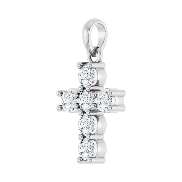 14K White Gold 1/2 CTW Lab-Grown Diamond Cross Pendant