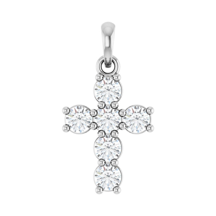14K White Gold 1/2 CTW Lab-Grown Diamond Cross Pendant