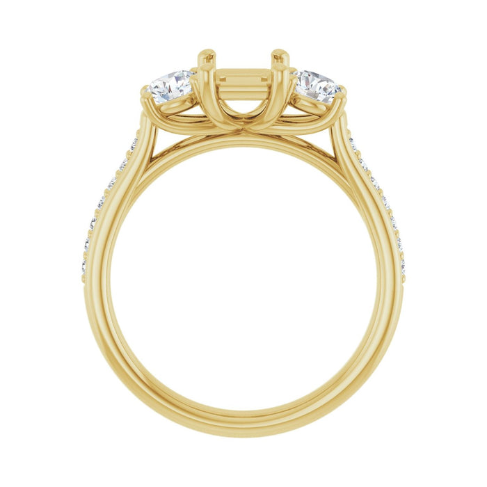 14K Yellow Gold 7x5 mm Emerald 5/8 CTW Lab-Grown Diamond Semi-Set Engagement Ring