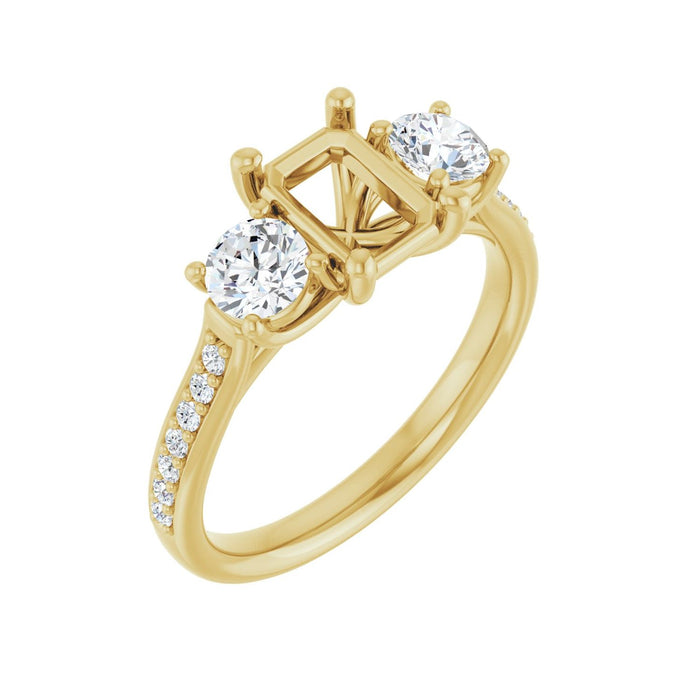 14K Yellow Gold 7x5 mm Emerald 5/8 CTW Lab-Grown Diamond Semi-Set Engagement Ring