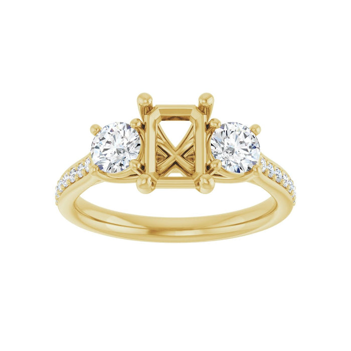 14K Yellow Gold 7x5 mm Emerald 5/8 CTW Lab-Grown Diamond Semi-Set Engagement Ring