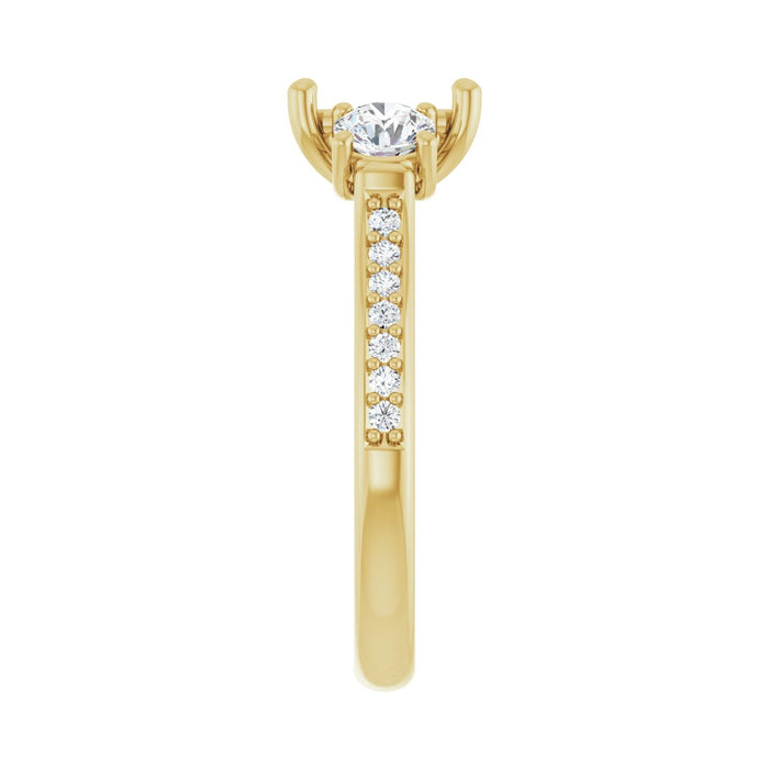 14K Yellow Gold 7x5 mm Emerald 5/8 CTW Lab-Grown Diamond Semi-Set Engagement Ring