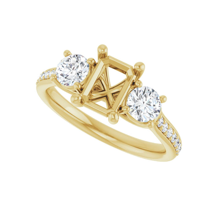 14K Yellow Gold 7x5 mm Emerald 5/8 CTW Lab-Grown Diamond Semi-Set Engagement Ring