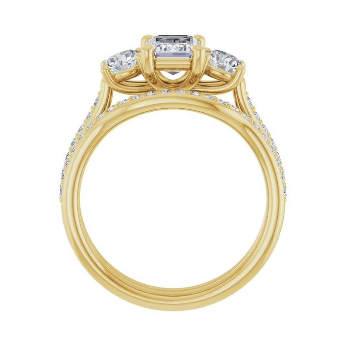 14K Yellow Gold 7x5 mm Emerald 5/8 CTW Lab-Grown Diamond Semi-Set Engagement Ring