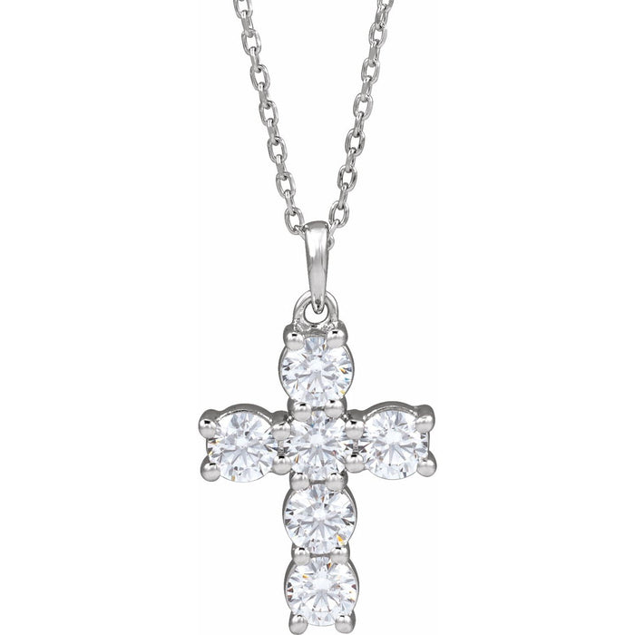 Platinum 1 CTW Lab-Grown Diamond Cross 18" Necklace