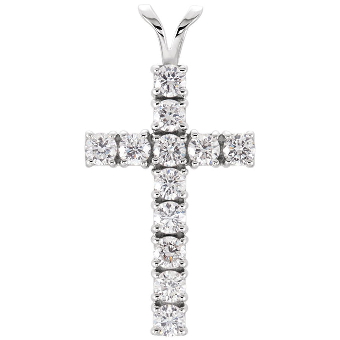 14K White Gold 1 1/4 CTW Lab-Grown Diamond Cross Pendant