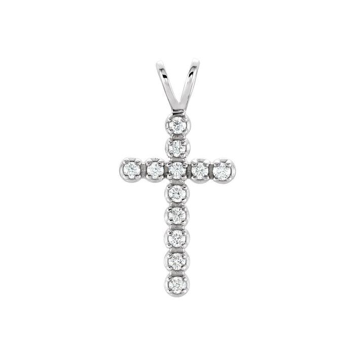 14K White Gold 1/8 CTW  Lab-Grown Diamond Cross Pendant