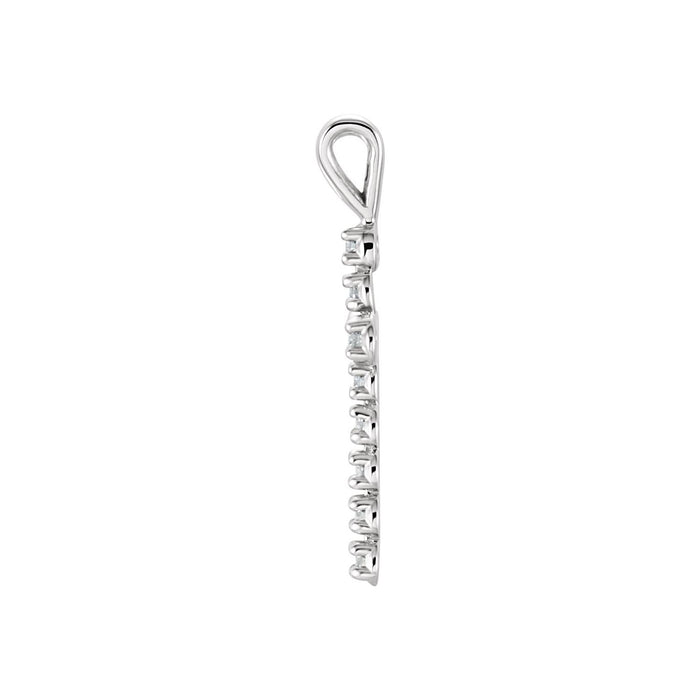 14K White Gold 1/8 CTW  Lab-Grown Diamond Cross Pendant