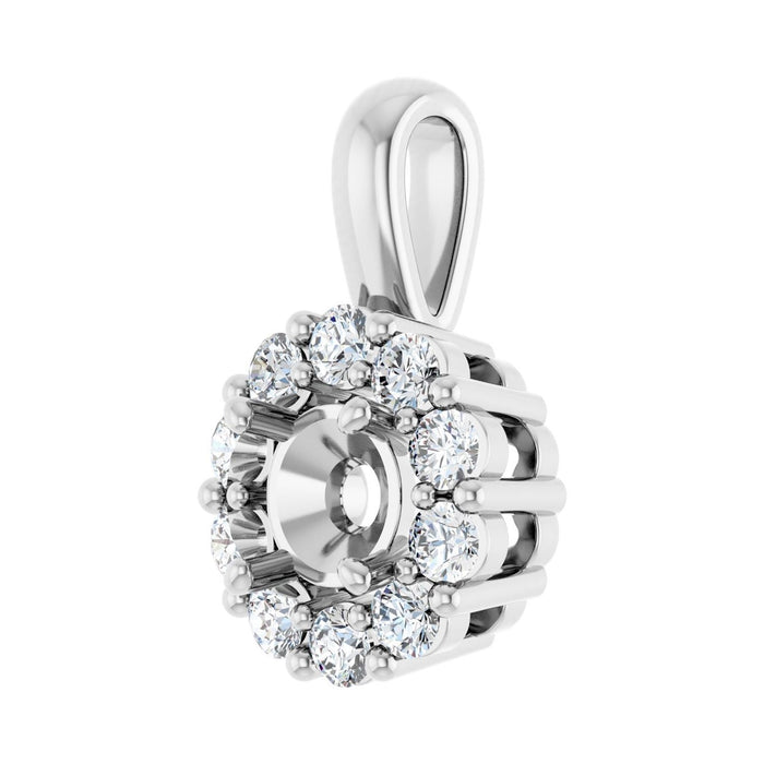 14K White Gold 4.1 mm Round 1/6 CTW Lab-Grown Diamond Semi-Set Pendant