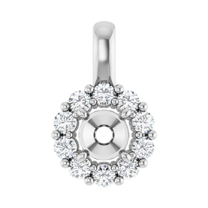 14K White Gold 4.1 mm Round 1/6 CTW Lab-Grown Diamond Semi-Set Pendant
