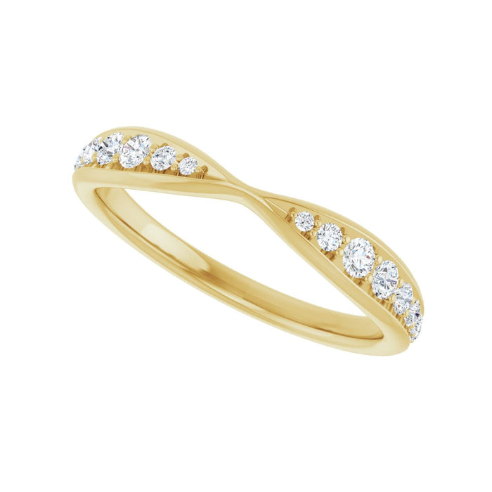 14K Yellow Gold 1/5 CTW Lab-Grown Diamond Pinched Contour Band