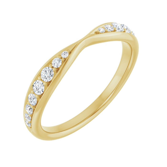 14K Yellow Gold 1/5 CTW Lab-Grown Diamond Pinched Contour Band