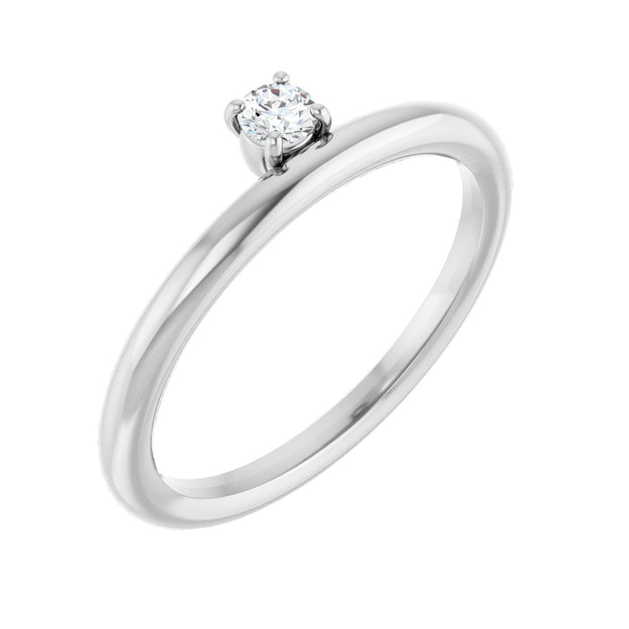 14K White Gold 1/10 CT Lab-Grown Diamond Stackable Ring