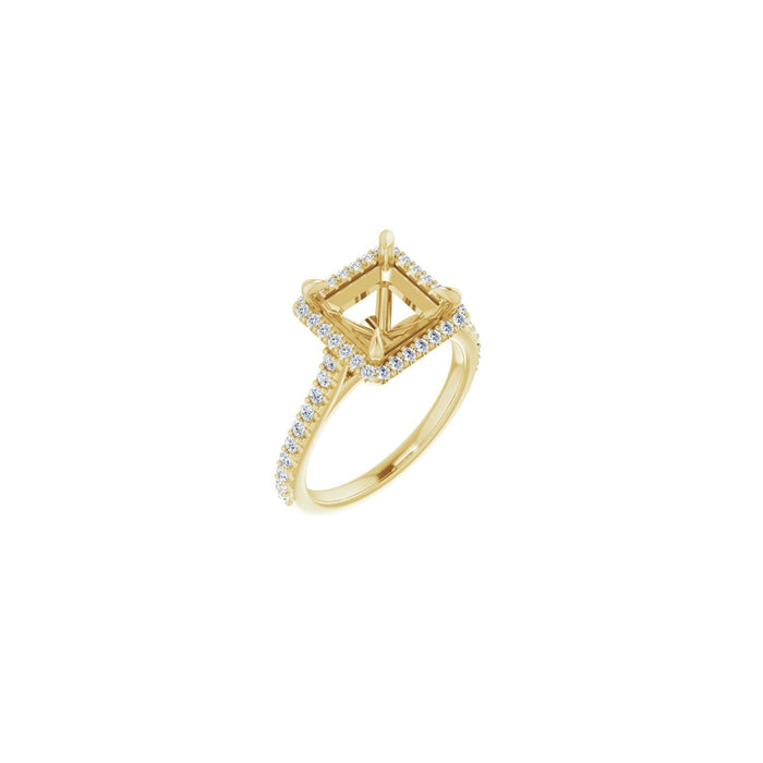 14K Yellow Gold 7.5x7.5 mm Square 3/8 CTW Lab-Grown Diamond Semi-Set Engagement Ring