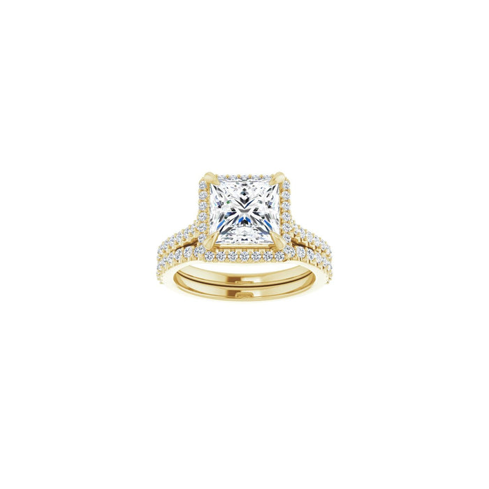 14K Yellow Gold 7.5x7.5 mm Square 3/8 CTW Lab-Grown Diamond Semi-Set Engagement Ring