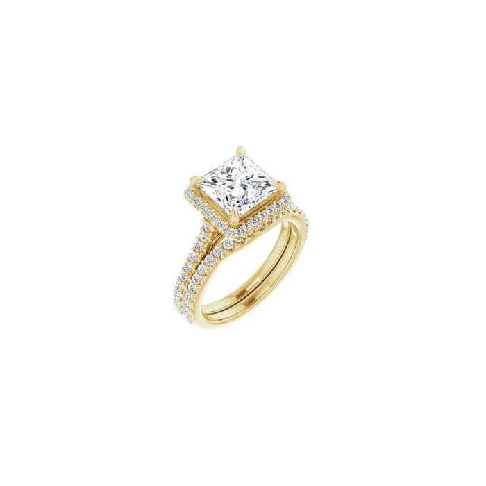 14K Yellow Gold 7.5x7.5 mm Square 3/8 CTW Lab-Grown Diamond Semi-Set Engagement Ring