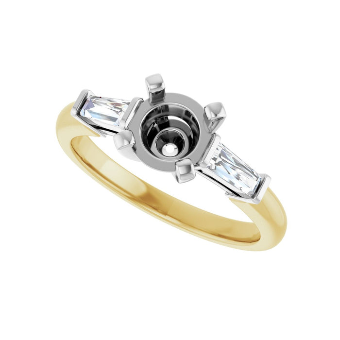 14K Yellow/White Gold 6.5 mm Round 1/5 CTW Lab-Grown Diamond Semi-Set Engagement Ring