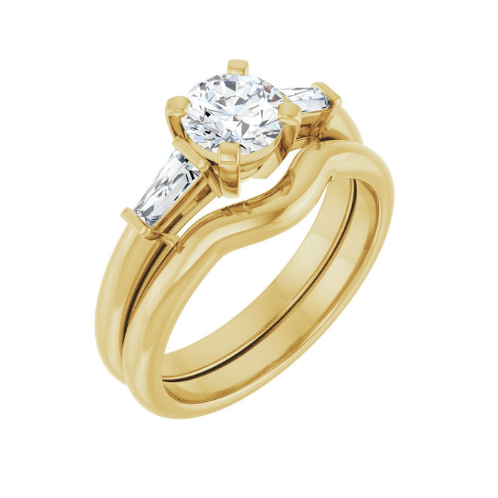 14K Yellow Gold 5.8 mm Round 1/4 CTW Lab-Grown Diamond Semi-Set Engagement Ring
