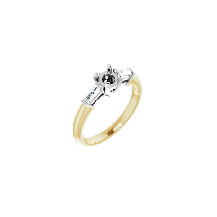14K Yellow/White Gold 4.8 mm Round 1/5 CTW Lab-Grown Diamond Semi-Set Engagement Ring