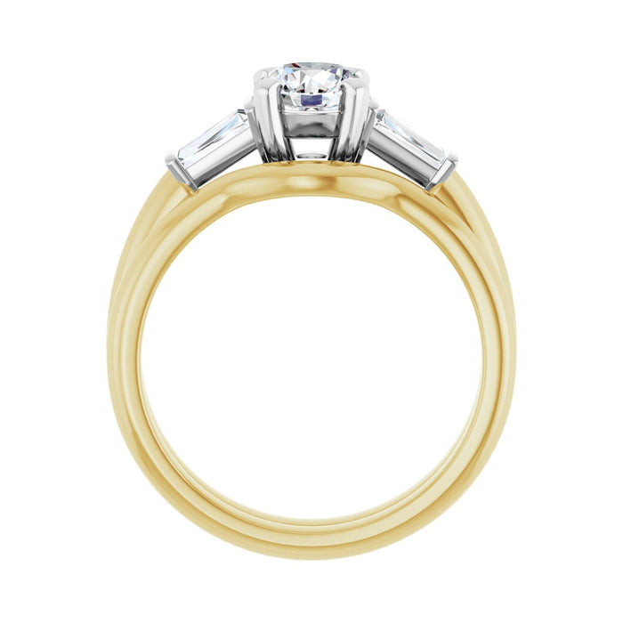 14K Yellow/White Gold 5.8 mm Round 1/4 CTW Lab-Grown Diamond Semi-Set Engagement Ring