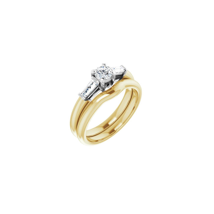 14K Yellow/White Gold 4.1 mm Round 1/5 CTW Lab-Grown Diamond Semi-Set Engagement Ring