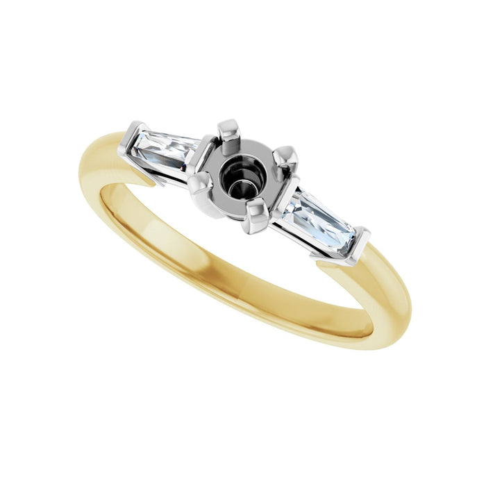 14K Yellow/White Gold 4.1 mm Round 1/5 CTW Lab-Grown Diamond Semi-Set Engagement Ring