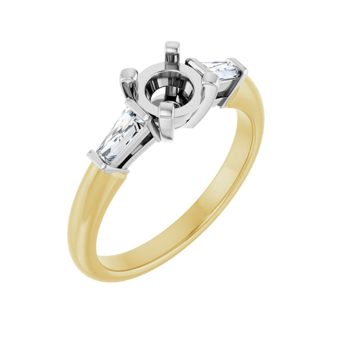 14K Yellow/White Gold 5.8 mm Round 1/4 CTW Lab-Grown Diamond Semi-Set Engagement Ring