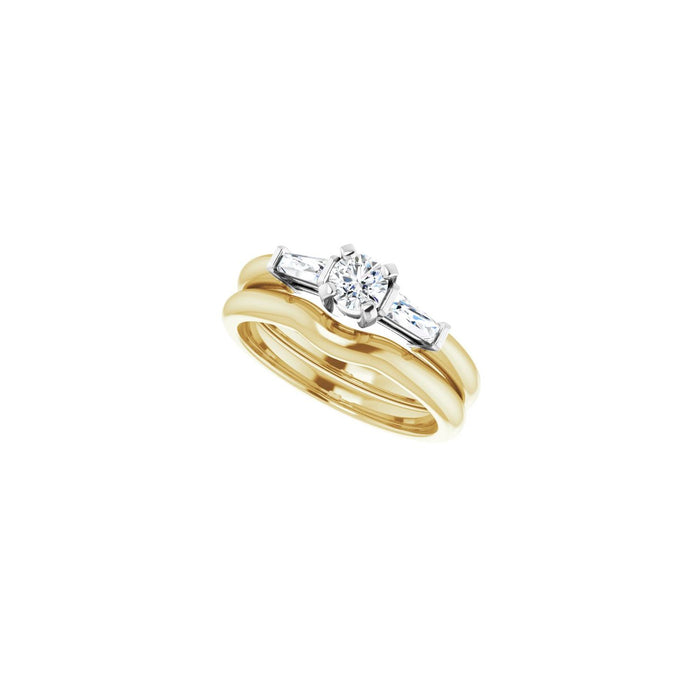 14K Yellow/White Gold 4.1 mm Round 1/5 CTW Lab-Grown Diamond Semi-Set Engagement Ring