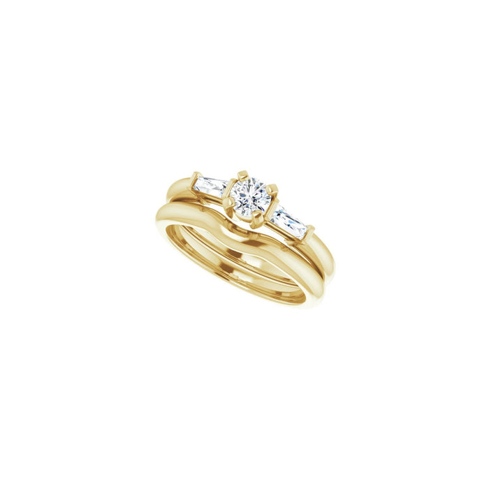 14K Yellow Gold 4.1 mm Round 1/5 CTW Lab-Grown Diamond Semi-Set Engagement Ring