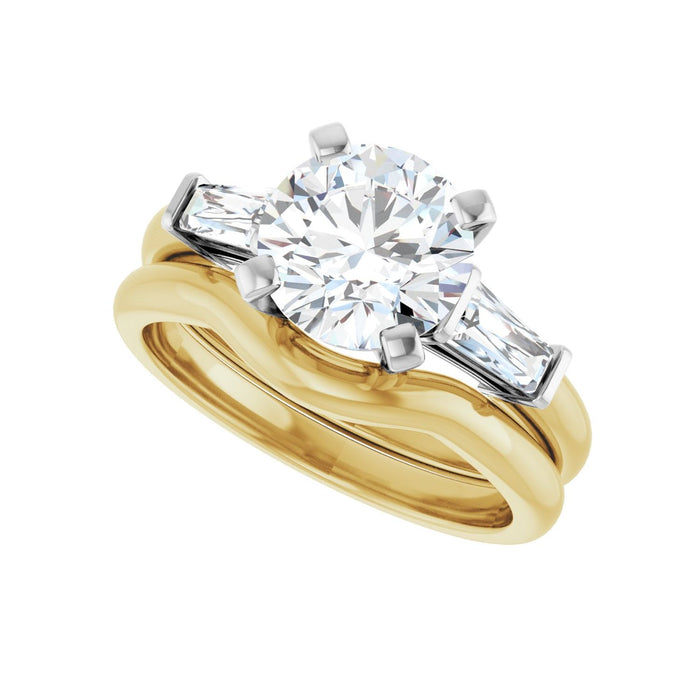 14K Yellow/White Gold 8 mm Round 1/3 CTW Lab-Grown Diamond Semi-Set Engagement Ring