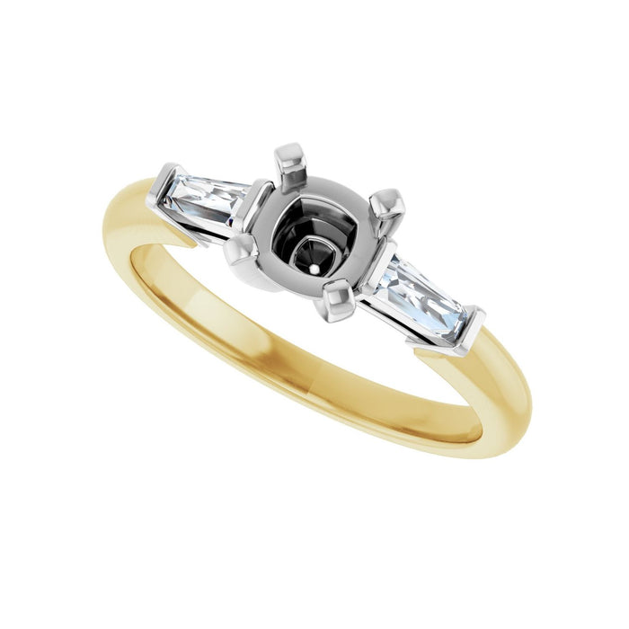 14K Yellow/White Gold 5x5 mm Cushion 1/5 CTW Lab-Grown Diamond Semi-Set Engagement Ring
