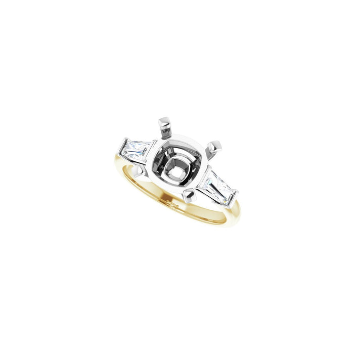 14K Yellow/White Gold 9x9 mm Cushion 1/2 CTW Lab-Grown Diamond Semi-Set Engagement Ring