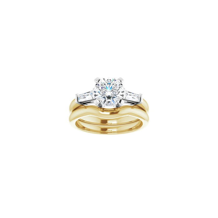 14K Yellow/White Gold 7 mm Round 1/5 CTW Lab-Grown Diamond Semi-Set Engagement Ring