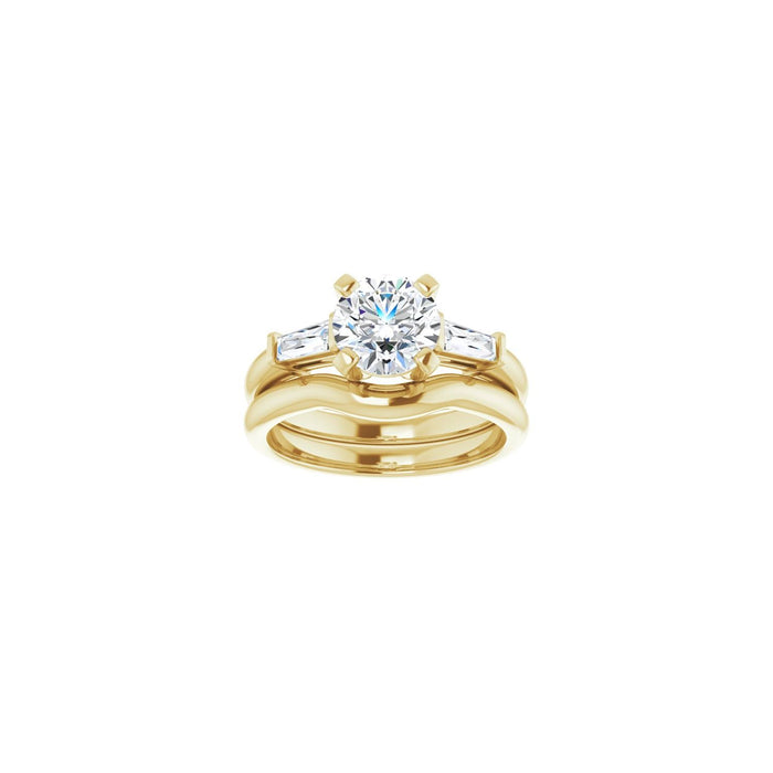 14K Yellow Gold 7 mm Round 1/5 CTW Lab-Grown Diamond Semi-Set Engagement Ring