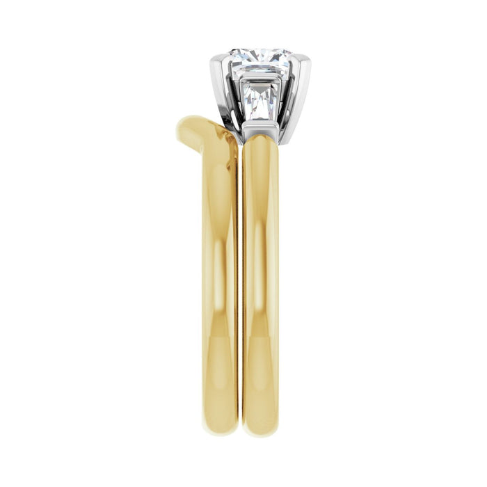 14K Yellow/White Gold 6x6 mm Cushion 1/5 CTW Lab-Grown Diamond Semi-Set Engagement Ring