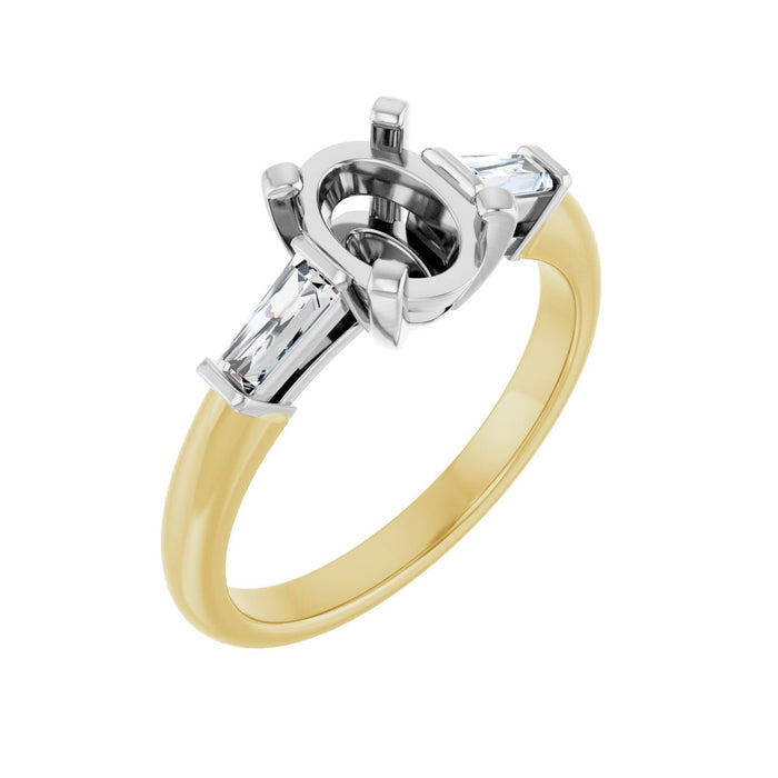 14K Yellow/White Gold 8x6 mm Oval 1/5 CTW Lab-Grown Diamond Semi-Set Engagement Ring