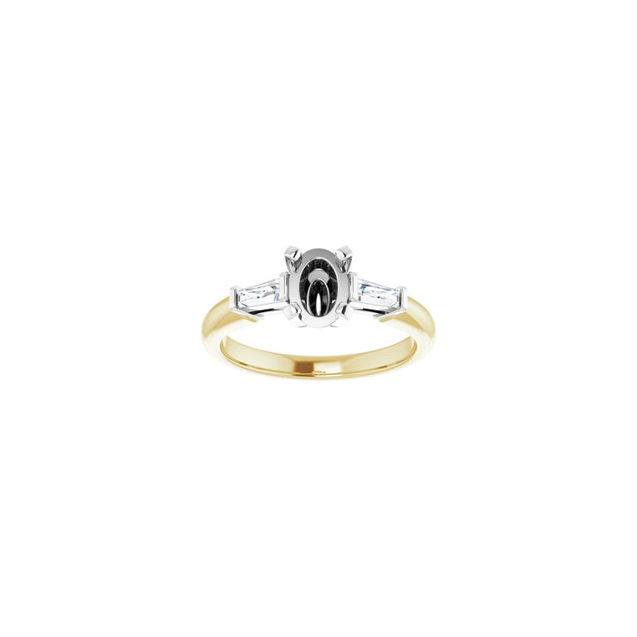 14K Yellow/White Gold 7x5 mm Oval 1/5 CTW Lab-Grown Diamond Semi-Set Engagement Ring