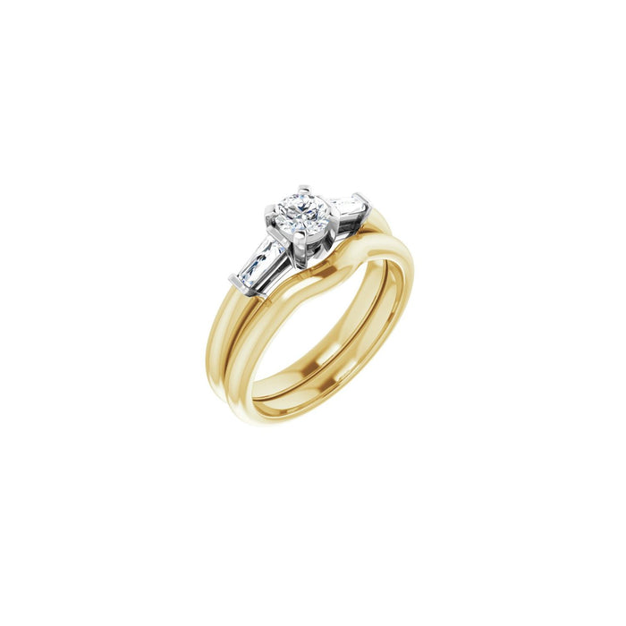 14K Yellow/White Gold 4.4 mm Round 1/5 CTW Lab-Grown Diamond Semi-Set Engagement Ring