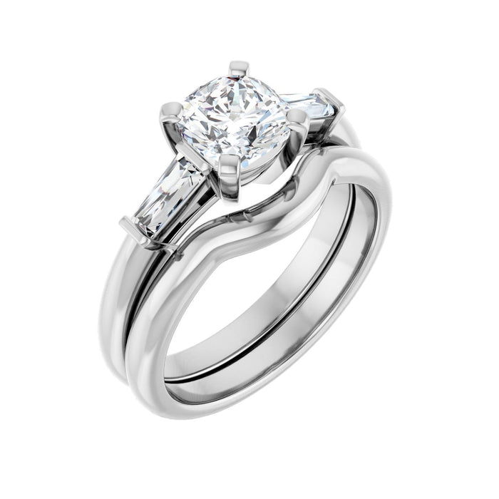14K White Gold 6x6 mm Cushion 1/5 CTW Lab-Grown Diamond Semi-Set Engagement Ring