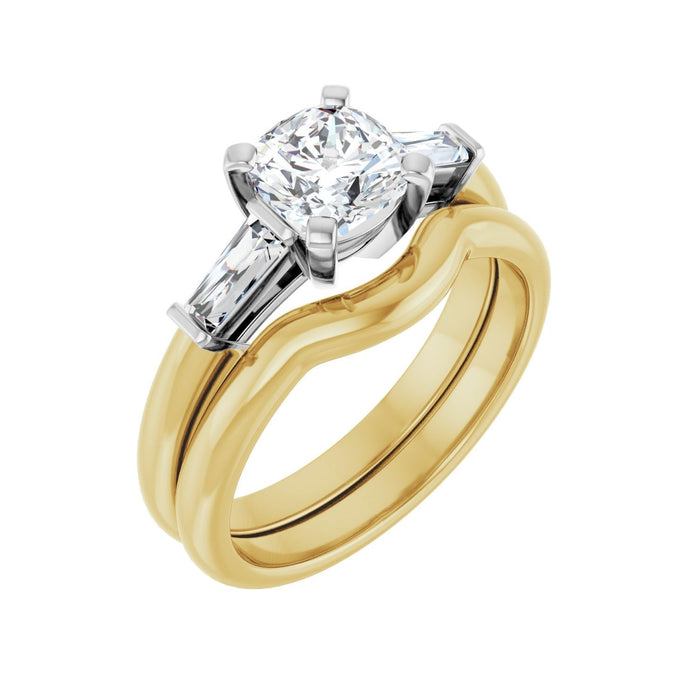 14K Yellow/White Gold 6x6 mm Cushion 1/5 CTW Lab-Grown Diamond Semi-Set Engagement Ring