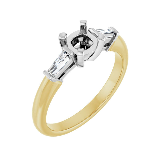 14K Yellow/White Gold 5x5 mm Cushion 1/5 CTW Lab-Grown Diamond Semi-Set Engagement Ring