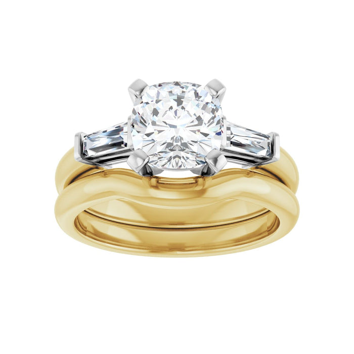 14K Yellow/White Gold 7x7 mm Cushion 1/5 CTW Lab-Grown Diamond Semi-Set Engagement Ring