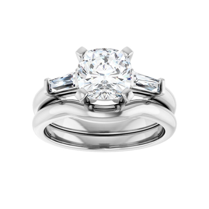 14K White Gold 7x7 mm Cushion 1/5 CTW Lab-Grown Diamond Semi-Set Engagement Ring