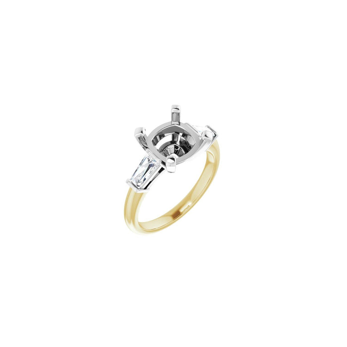 14K Yellow/White Gold 9x9 mm Cushion 1/2 CTW Lab-Grown Diamond Semi-Set Engagement Ring