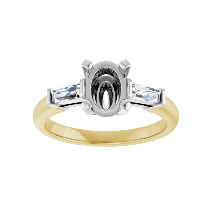 14K Yellow/White Gold 8x6 mm Oval 1/5 CTW Lab-Grown Diamond Semi-Set Engagement Ring